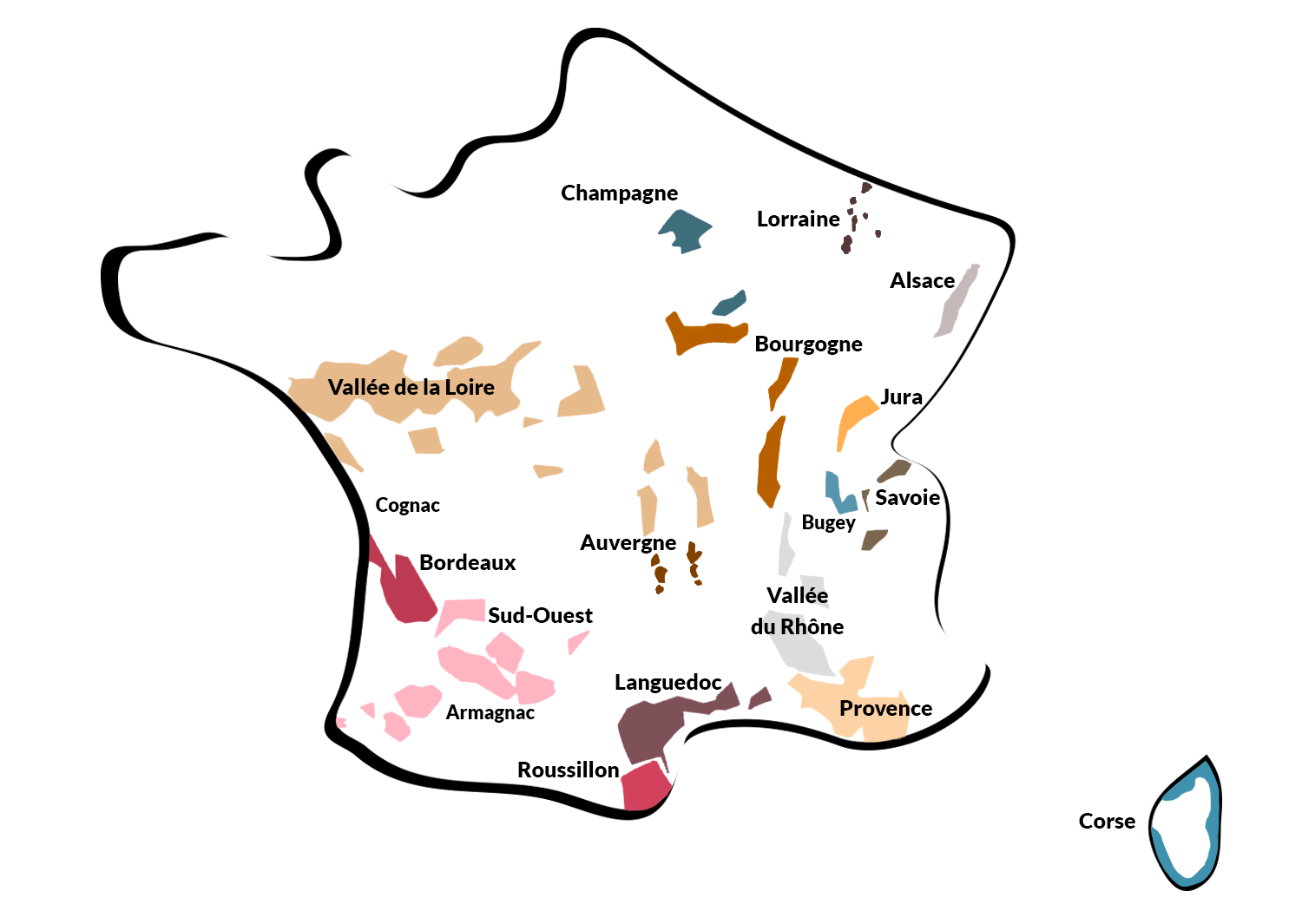 Carte région viticole France